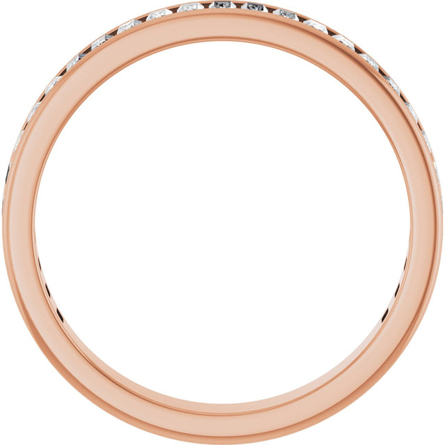14K Gold Straight Baguette Lab-Grown Diamond Channel-Set Anniversary Band – 3x1.5 mm Stones - Rose Gold - view 2