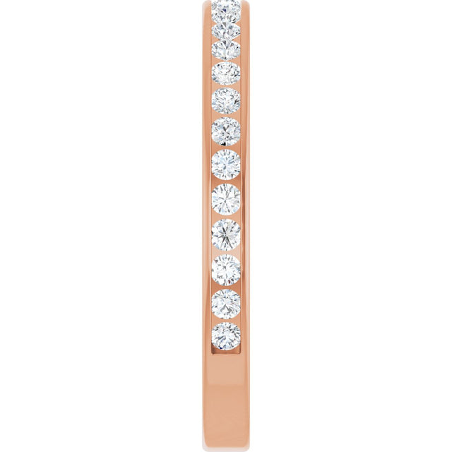 14K Gold Round Natural Diamond Channel-Set Anniversary Band – 2 mm Stones - Rose Gold - view 4
