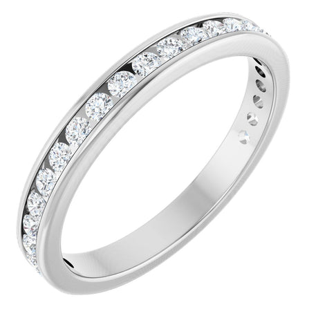 14K Gold Round Lab-Grown Diamond Channel-Set Anniversary Band – 1.7 mm Stones - White Gold