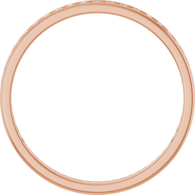 14K Gold Round Lab-Grown Diamond Channel-Set Anniversary Band – 1.7 mm Stones - Rose Gold - view 2