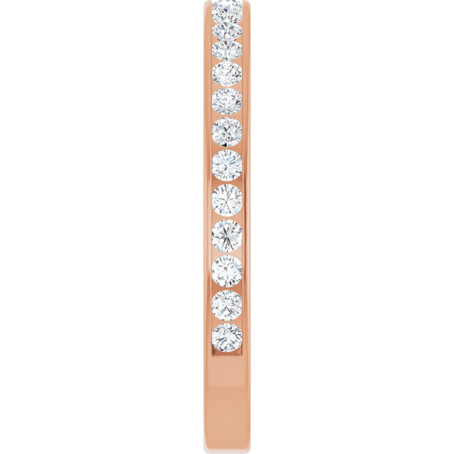 14K Gold Round Natural Diamond Channel-Set Anniversary Band – 2.25 mm Stones (1 CTW) - Rose Gold - view 4