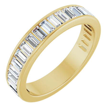 14K Gold Straight Baguette Lab-Grown Diamond Channel-Set Anniversary Band – 3x1.5 mm Stones - Yellow Gold