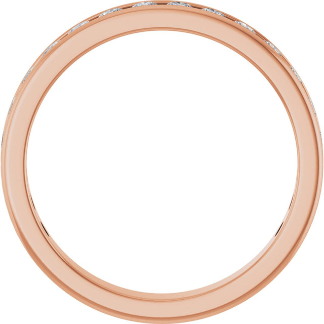 14K Gold Round Lab-Grown Diamond Channel-Set Anniversary Band – 2.25 mm Stones - Rose Gold - view 2