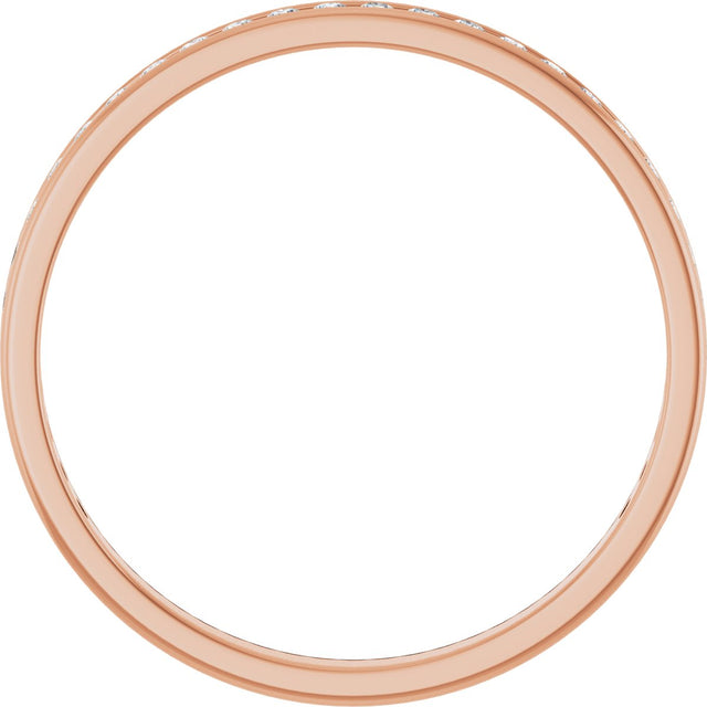 14K Gold Round Lab-Grown Diamond Channel-Set Anniversary Band – 1.7 mm Stones - Rose Gold - view 2