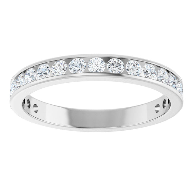 10K Gold Round Natural Diamond Channel-Set Anniversary Band – 1 1/2 CTW - White Gold - view 3