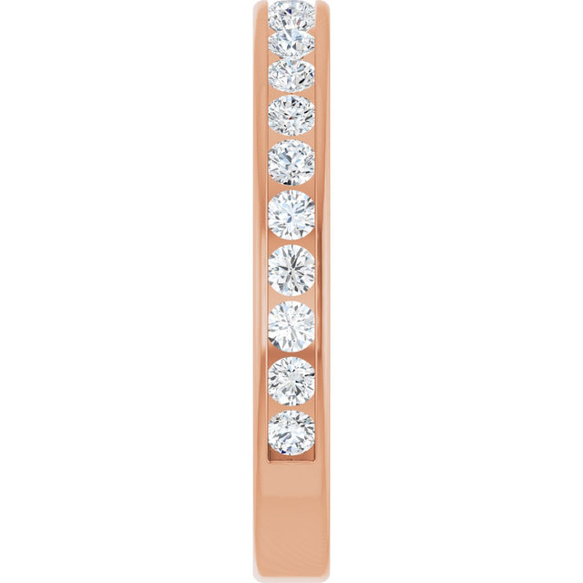 14K Gold Round Natural Diamond Channel-Set Anniversary Band – 2 mm Stones - Rose Gold - view 4