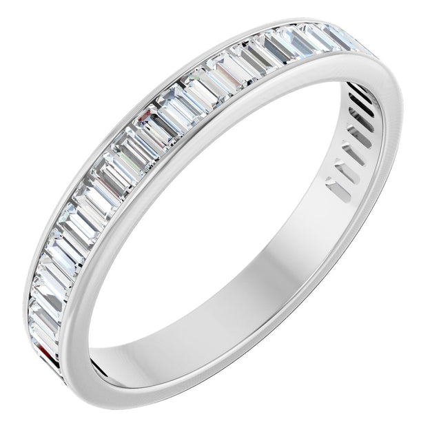 14K Gold Straight Baguette Lab-Grown Diamond Channel-Set Anniversary Band – 3x1.5 mm Stones - White Gold