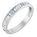 14K Gold Straight Baguette Natural Diamond Channel-Set Anniversary Band – 3x1.5 mm Stones - White Gold
