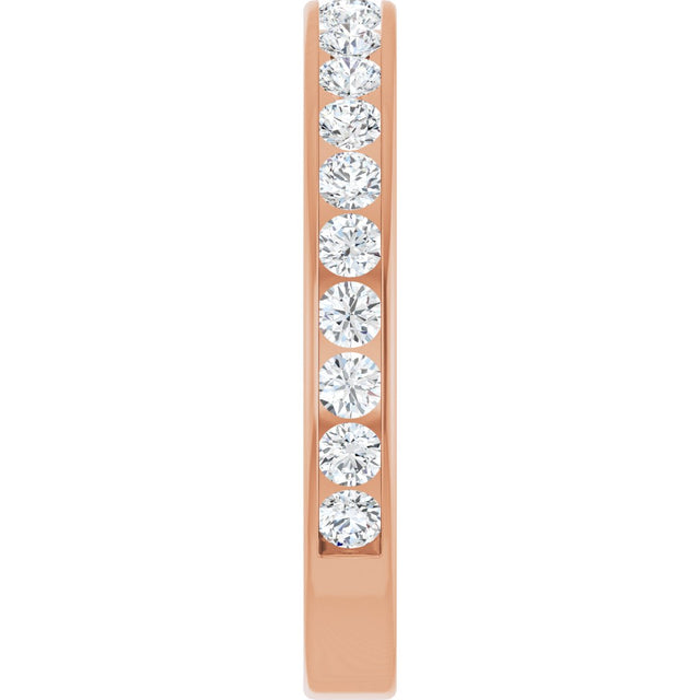 14K Gold Round Natural Diamond Channel-Set Anniversary Band – 2.5 mm Stones - Rose Gold - view 4