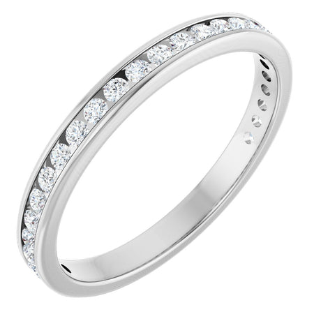 14K Gold Round Lab-Grown Diamond Channel-Set Anniversary Band – 1.7 mm Stones - White Gold