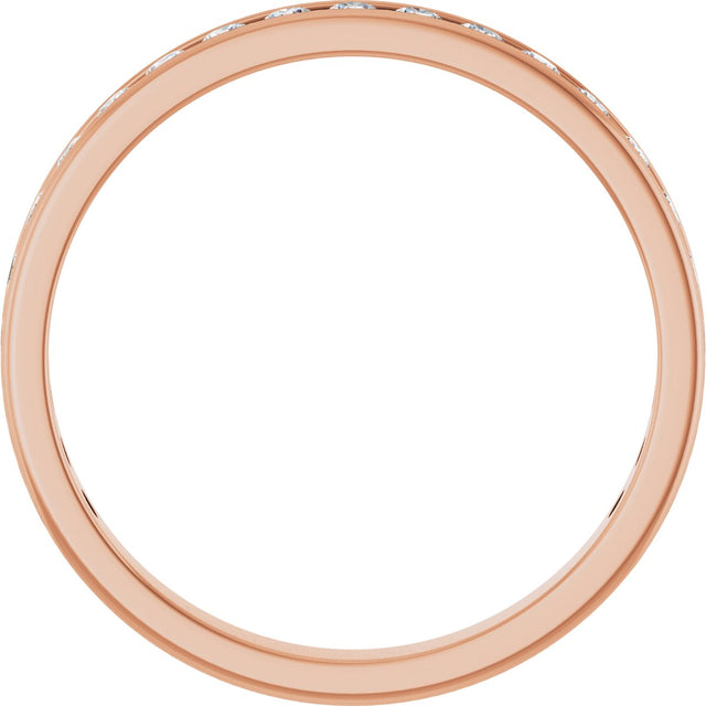 14K Gold Round Natural Diamond Channel-Set Anniversary Band – 2.25 mm Stones - Rose Gold - view 2