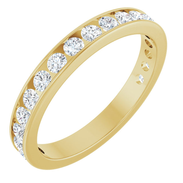 10K Gold Round Natural Diamond Channel-Set Anniversary Band – 1 1/4 CTW - Yellow Gold