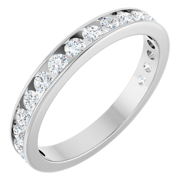 10K Gold Round Natural Diamond Channel-Set Anniversary Band – 1 3/8 CTW - White Gold