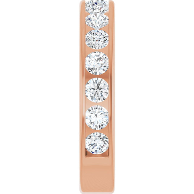 14K Gold Round Natural Diamond Channel-Set Anniversary Band – 2.5 mm Stones - Rose Gold - view 4