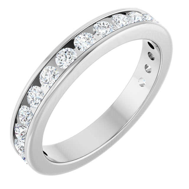 14K Gold Round Lab-Grown Diamond Channel-Set Anniversary Band – 2 mm Stones - White Gold