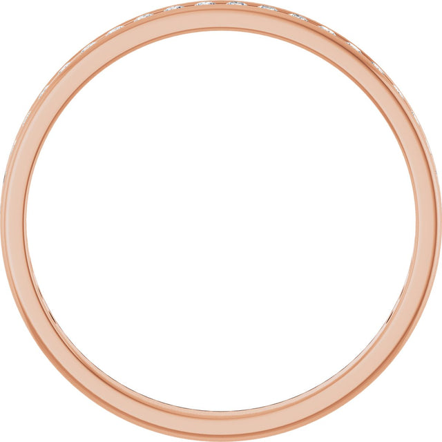 14K Gold Round Lab-Grown Diamond Channel-Set Anniversary Band – 1.7 mm Stones - Rose Gold - view 2
