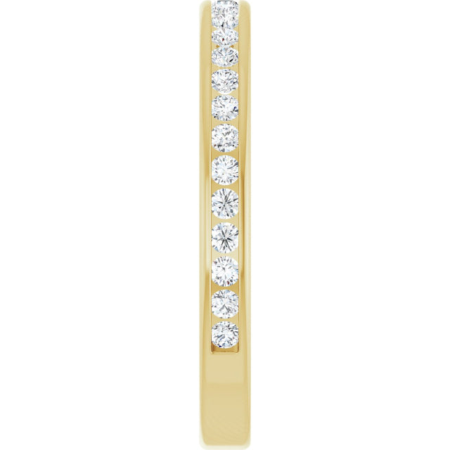 14K Gold Round Natural Diamond Channel-Set Anniversary Band – 1.5 mm Stones - Yellow Gold - view 4