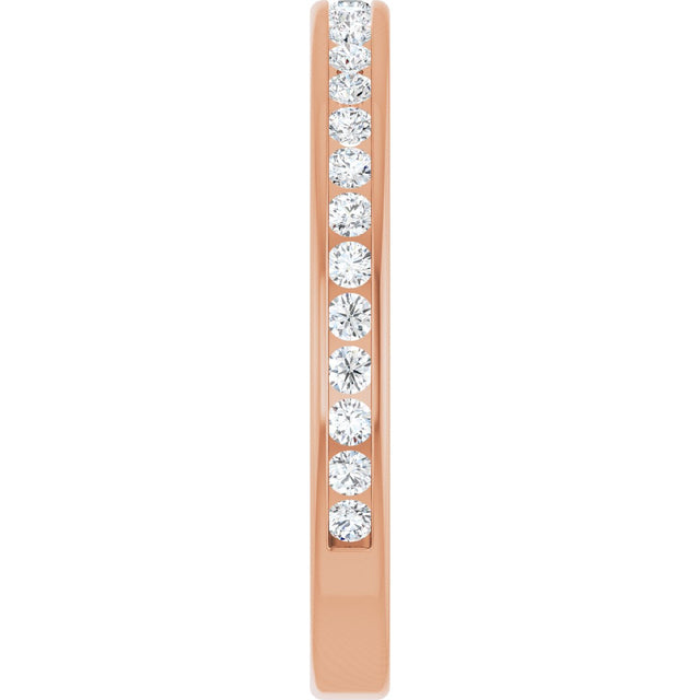 14K Gold Round Lab-Grown Diamond Channel-Set Anniversary Band – 1.5 mm Stones - Rose Gold - view 4