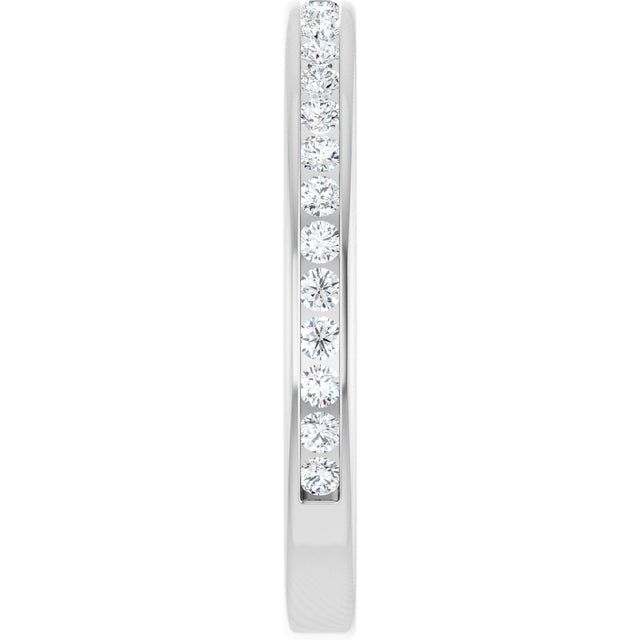 14K Gold Round Natural Diamond Channel-Set Anniversary Band – 1.5 mm Stones - White Gold - view 4
