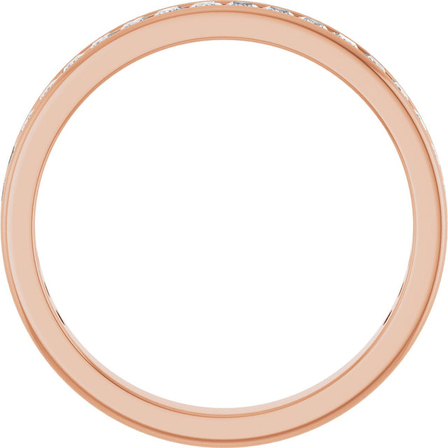 14K Gold Square Natural Diamond Channel-Set Anniversary Band – 1.75x1.75 mm Stones - Rose Gold - view 2