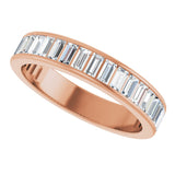 14K Gold Straight Baguette Natural Diamond Channel-Set Anniversary Band – 3x1.5 mm Stones - Rose Gold - view 5