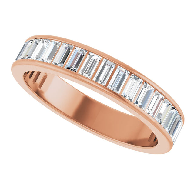 14K Gold Straight Baguette Lab-Grown Diamond Channel-Set Anniversary Band – 3x1.5 mm Stones - Rose Gold - view 5