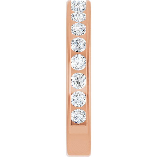 14K Gold Round Lab-Grown Diamond Channel-Set Anniversary Band – 2 mm Stones - Rose Gold - view 4