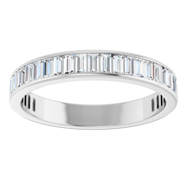 14K Gold Straight Baguette Natural Diamond Channel-Set Anniversary Band – 3x1.5 mm Stones - White Gold - view 3