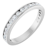 14K Gold Round Natural Diamond Channel-Set Anniversary Band – 2 mm Stones - White Gold