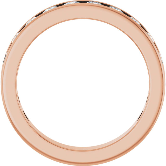 14K Gold Round Natural Diamond Channel-Set Anniversary Band – 3 mm Stones - Rose Gold - view 2