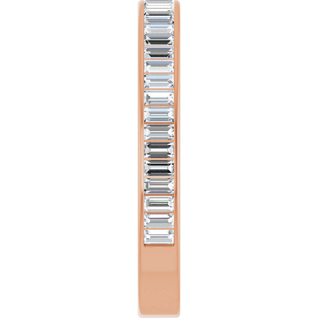 14K Gold Straight Baguette Natural Diamond Channel-Set Anniversary Band – 3x1.5 mm Stones (1 3/8–1 1/2 CTW) - Rose Gold - view 4