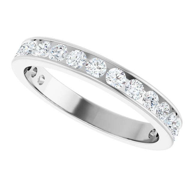 14K Gold Round Natural Diamond Channel-Set Anniversary Band – 3 mm Stones - White Gold - view 5