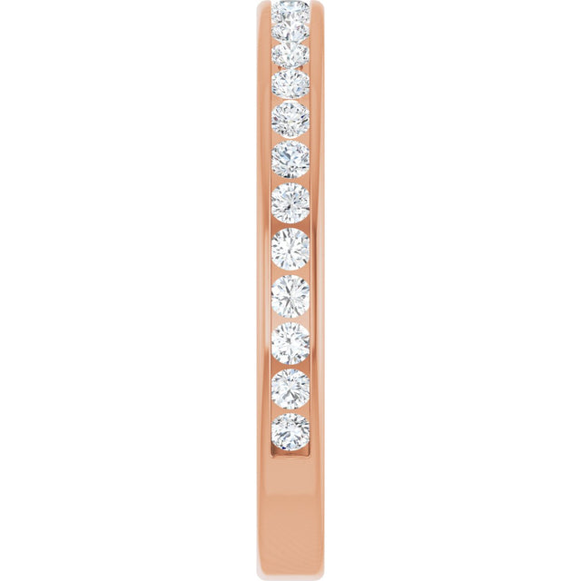 14K Gold Round Natural Diamond Channel-Set Anniversary Band – 1.7 mm Stones - Rose Gold - view 4