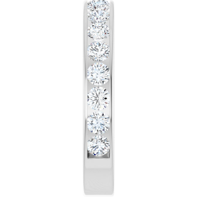 14K Gold Round Natural Diamond Channel-Set Anniversary Band – 3 mm Stones - White Gold - view 4