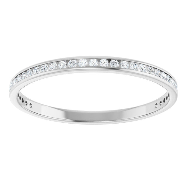 14K Gold Round Lab-Grown Diamond Channel-Set Anniversary Band – 1.5 mm Stones (1/2 CTW) - White Gold - view 3