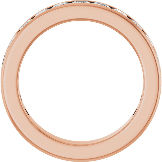 14K Gold Square Lab-Grown Diamond Channel-Set Anniversary Band – 2.25x2.25 mm Stones - Rose Gold - view 2