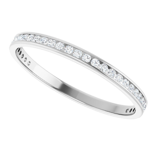 14K Gold Round Lab-Grown Diamond Channel-Set Anniversary Band – 1.7 mm Stones (3/4 CTW) - White Gold - view 5