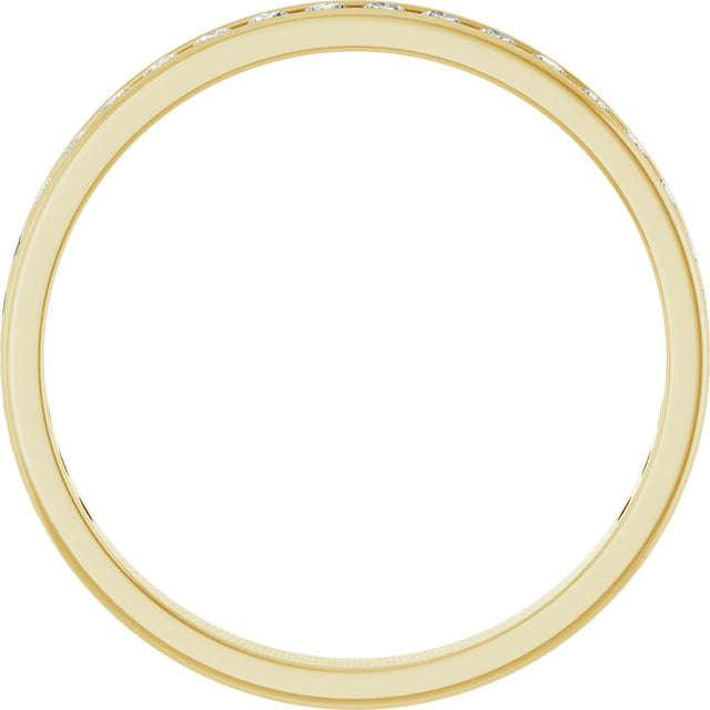 14K Gold Round Natural Diamond Channel-Set Anniversary Band – 2.25 mm Stones (1 CTW) - Yellow Gold - view 2
