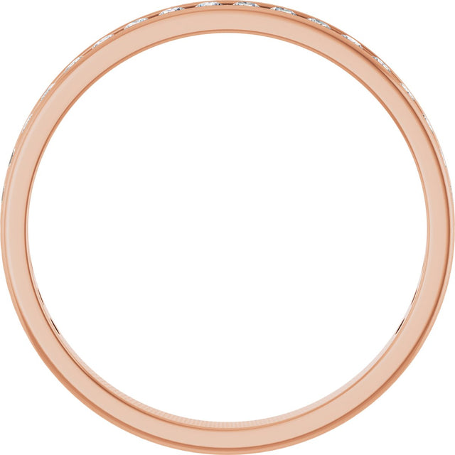 14K Gold Round Natural Diamond Channel-Set Anniversary Band – 2.25 mm Stones (1 CTW) - Rose Gold - view 2