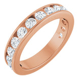 14K Gold Round Lab-Grown Diamond Channel-Set Anniversary Band – 2.5 mm Stones - Rose Gold