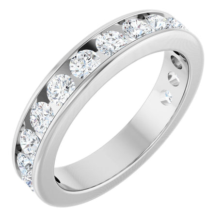 14K Gold Round Lab-Grown Diamond Channel-Set Anniversary Band – 2.5 mm Stones - White Gold