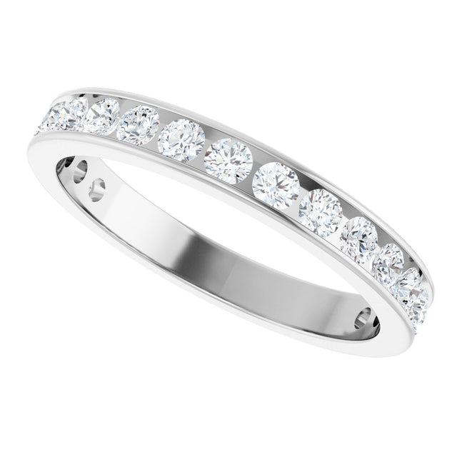 10K Gold Round Natural Diamond Channel-Set Anniversary Band – 1 7/8–2 CTW - White Gold - view 5