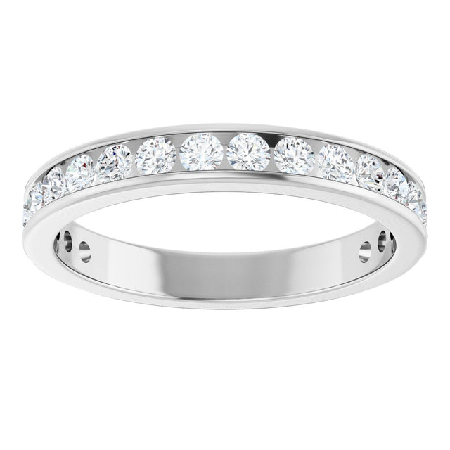 14K Gold Round Natural Diamond Channel-Set Anniversary Band – 2.25 mm Stones - White Gold - view 3