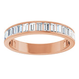 14K Gold Straight Baguette Natural Diamond Channel-Set Anniversary Band – 3x2 mm Stones - Rose Gold - view 3