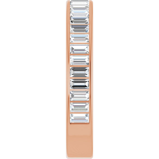 14K Gold Straight Baguette Lab-Grown Diamond Channel-Set Anniversary Band – 3x1.5 mm Stones - Rose Gold - view 4