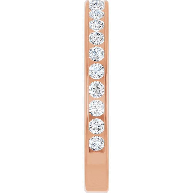 14K Gold Round Natural Diamond Channel-Set Anniversary Band – 2.25 mm Stones - Rose Gold - view 4
