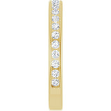 14K Gold Round Natural Diamond Channel-Set Anniversary Band – 1.5 mm Stones - Yellow Gold - view 4