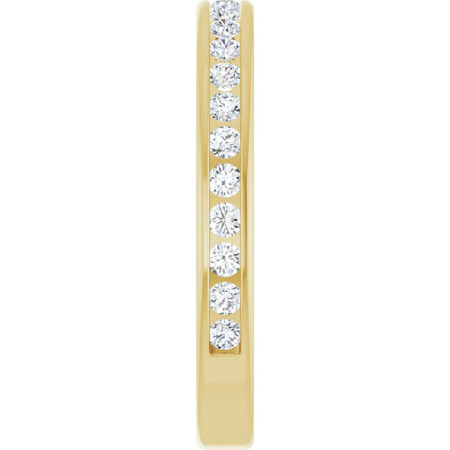 14K Gold Round Natural Diamond Channel-Set Anniversary Band – 1.5 mm Stones - Yellow Gold - view 4