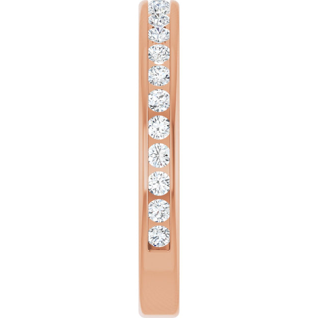 14K Gold Round Natural Diamond Channel-Set Anniversary Band – 1.5 mm Stones - Rose Gold - view 4
