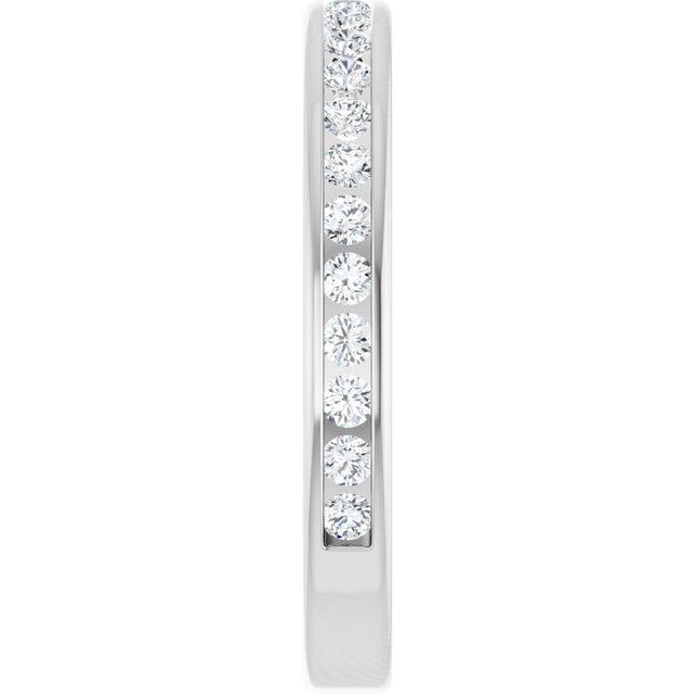 14K Gold Round Natural Diamond Channel-Set Anniversary Band – 1.5 mm Stones - White Gold - view 4